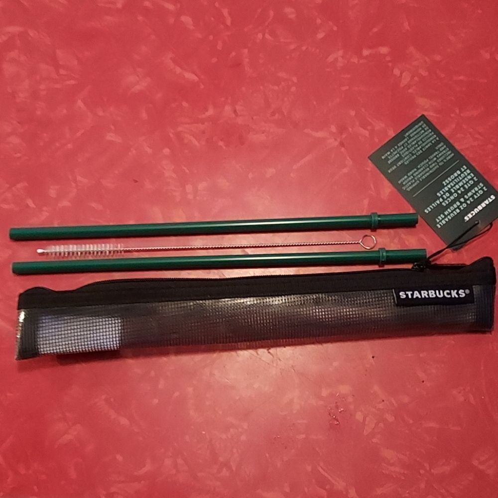 Starbucks 2 Straws & Brush set NEW NWT